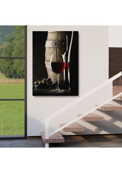 Üzüm Şarabı ve Fıçısı Dekoratif Duvar TABLOSU-6436 fırsatları