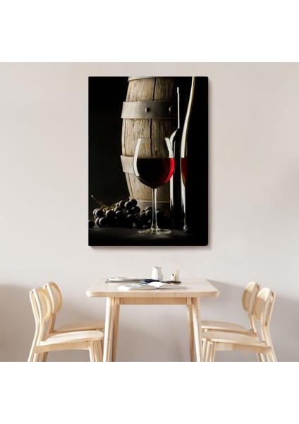 Üzüm Şarabı ve Fıçısı Dekoratif Duvar TABLOSU-6436
