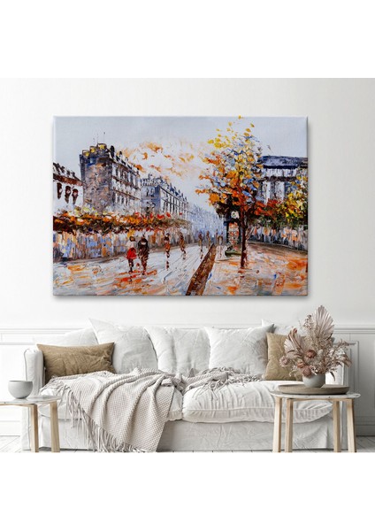 Paris Sokakları Yağlıboya Görünüm Dekoratif Kanvas Duvar TABLOSU-3483 fiyatları