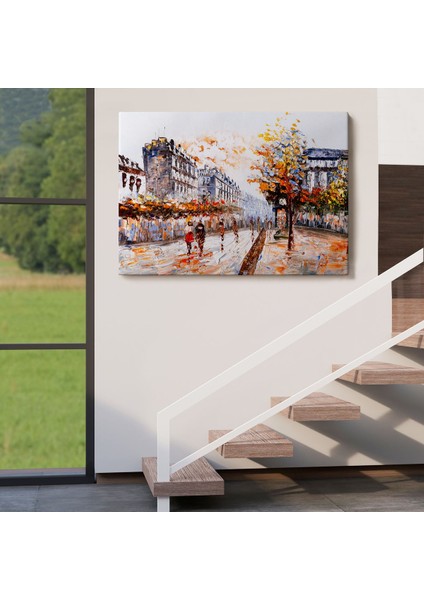 Paris Sokakları Yağlıboya Görünüm Dekoratif Kanvas Duvar TABLOSU-3483 indirimleri