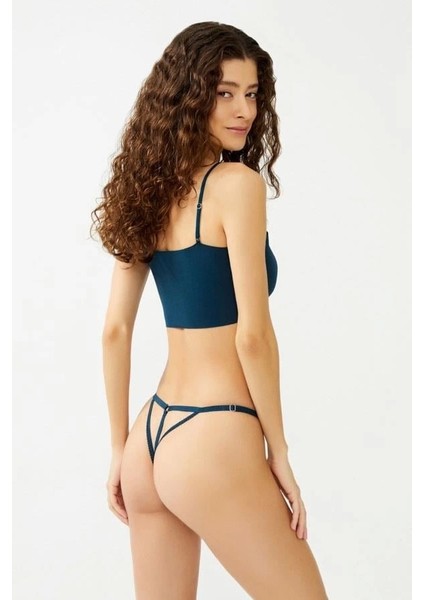 Dantelli Taş Detaylı Ayarlanabilir Lastikli Kadın Tanga Külot