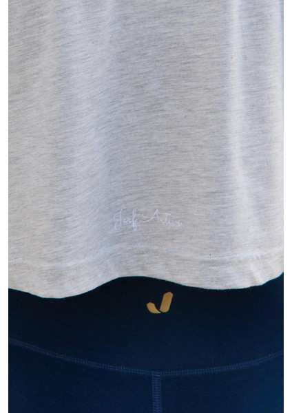 Aura Crop T-Shirt Gri Melanj modelleri