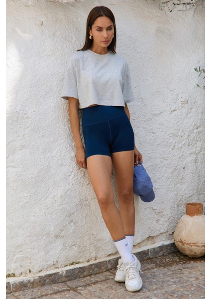 Aura Crop T-Shirt Gri Melanj indirimleri