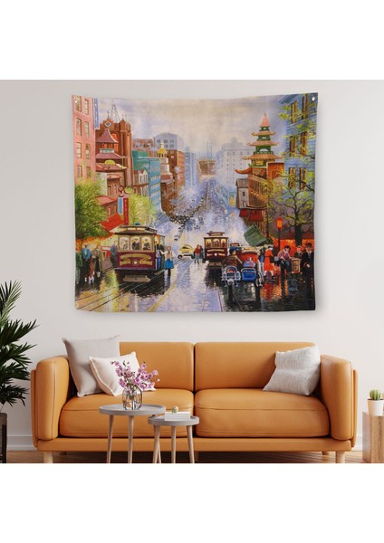 Aşağı California Sokak Gelen Nob Hill Thomas Duvar ÖRTÜSÜ-HALISI-5825