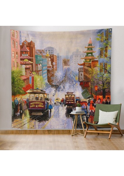 Aşağı California Sokak Gelen Nob Hill Thomas Duvar ÖRTÜSÜ-HALISI-5825