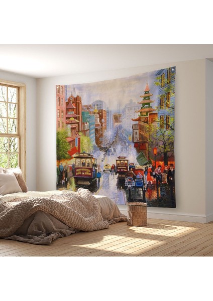 Aşağı California Sokak Gelen Nob Hill Thomas Duvar ÖRTÜSÜ-HALISI-5825