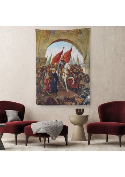Fausto Zonaro Fatih Sultan Mehmet Istanbul'a Girişi Duvar Örtüsü - HALISI-5298