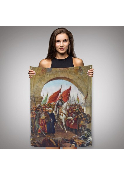 Fausto Zonaro Fatih Sultan Mehmet Istanbul'a Girişi Duvar Örtüsü - HALISI-5298 fiyatları