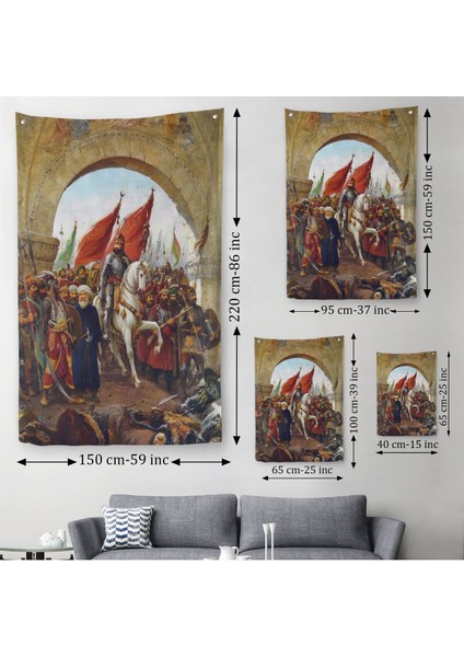 Fausto Zonaro Fatih Sultan Mehmet Istanbul'a Girişi Duvar Örtüsü - HALISI-5298 modelleri