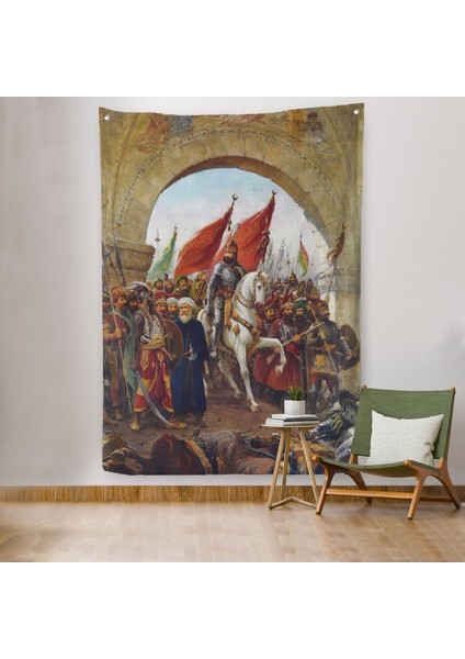 Fausto Zonaro Fatih Sultan Mehmet Istanbul'a Girişi Duvar Örtüsü - HALISI-5298
