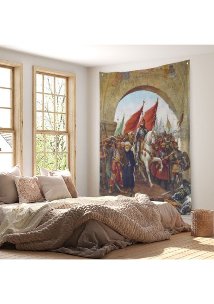 Fausto Zonaro Fatih Sultan Mehmet Istanbul'a Girişi Duvar Örtüsü - HALISI-5298