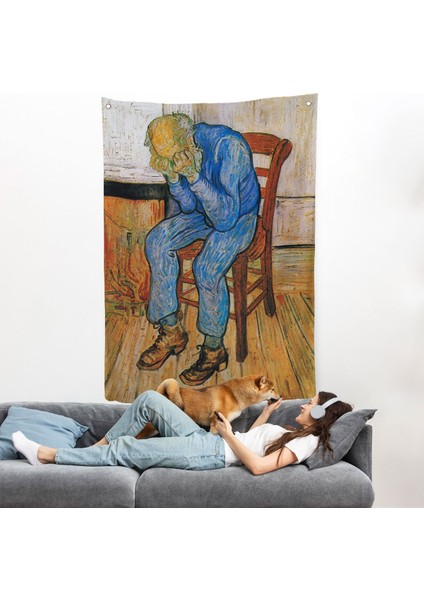 Acı Çeken Yaşlı Adam Sonsuzluğun Eşiğinde Duvar Örtüsü - Vincent Van GOGH-7442