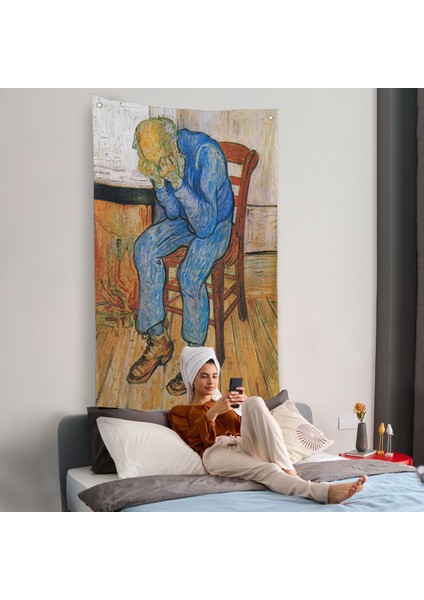 Acı Çeken Yaşlı Adam Sonsuzluğun Eşiğinde Duvar Örtüsü - Vincent Van GOGH-7442 fiyatları