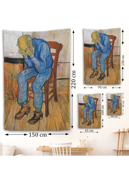 Acı Çeken Yaşlı Adam Sonsuzluğun Eşiğinde Duvar Örtüsü - Vincent Van GOGH-7442 fırsatları