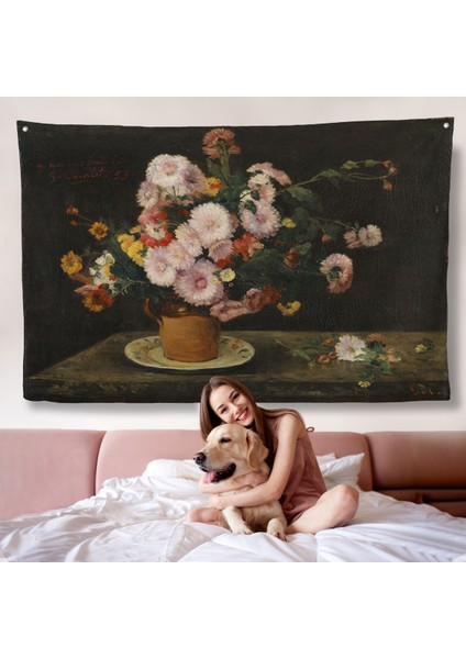 Aster Buketi, 1859, Gustave Courbet Duvar ÖRTÜSÜ-7059