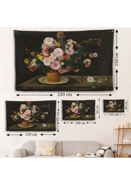 Aster Buketi, 1859, Gustave Courbet Duvar ÖRTÜSÜ-7059 fırsatları