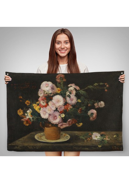 Aster Buketi, 1859, Gustave Courbet Duvar ÖRTÜSÜ-7059