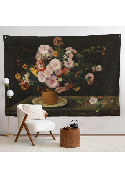 Aster Buketi, 1859, Gustave Courbet Duvar ÖRTÜSÜ-7059