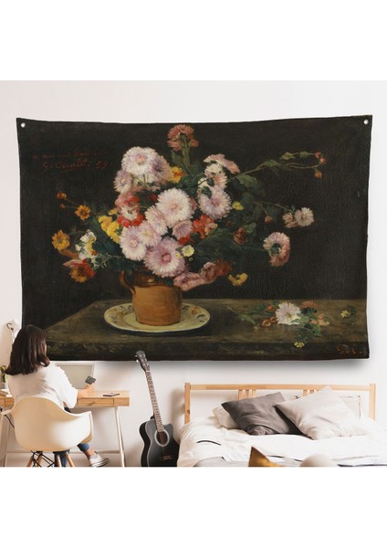 Aster Buketi, 1859, Gustave Courbet Duvar ÖRTÜSÜ-7059