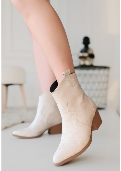 Bernishoes Akver Bej Nubuk Topuklu Bot