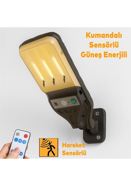 Hareket Sensörlü Kumandalı Duvar Lambası Aplik Plastik Sokak Bahçe Iç Dış Aydınlatma Armatürü IP54