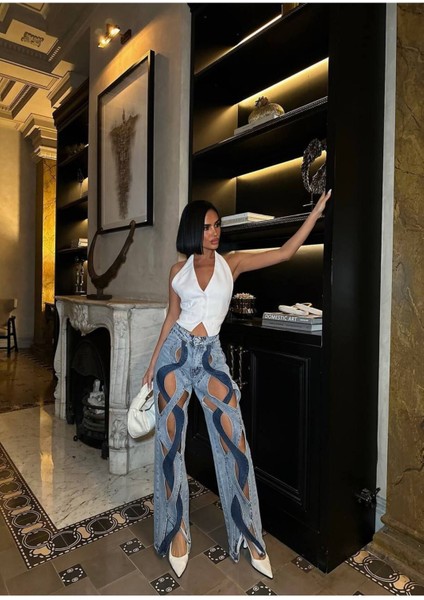 Tasarım Pinterst Model Kot Pantolon Jeans Ithal Kumaş Kalite Palazzo Pantolon fırsatları