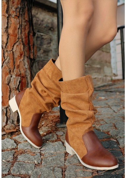 Bernishoes Jolin Taba Cilt Süet Detaylı Çizme fiyatları