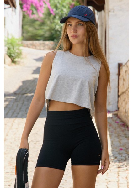 Aura Crop Atlet Gri Melanj