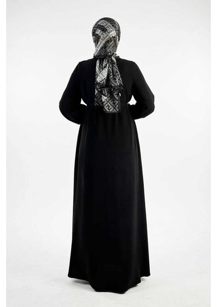 Birit Detaylı Düğmeli Ferace 6043 Siyah