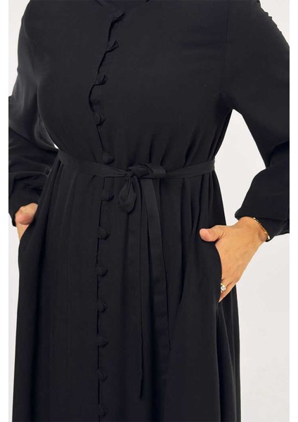 Birit Detaylı Düğmeli Ferace 6043 Siyah modelleri