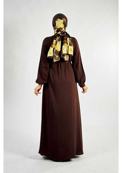 Birit Detaylı Düğmeli Ferace 6043 Kahverengi