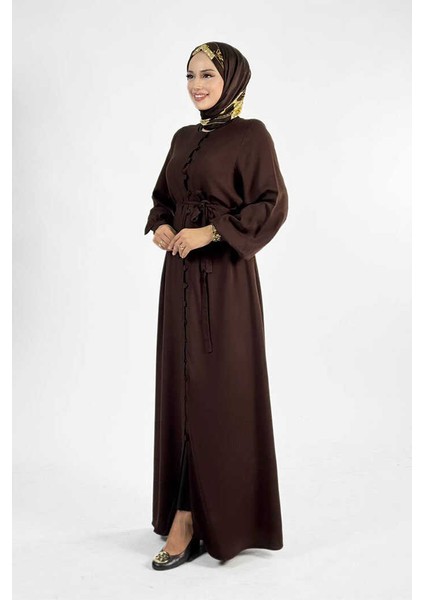 Birit Detaylı Düğmeli Ferace 6043 Kahverengi fiyatları