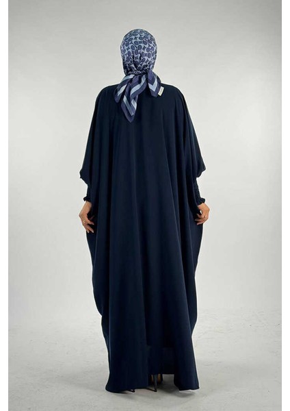 Düğme Detaylı Yarasakol Cilbab 6042 Lacivert