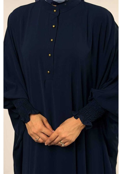 Düğme Detaylı Yarasakol Cilbab 6042 Lacivert modelleri