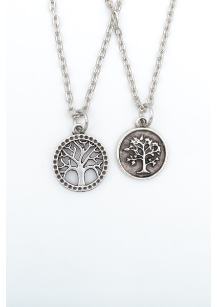 2'li Minimal Hayat Yaşam Ağacı Erkek Kadın Kolye Seti - 29871
