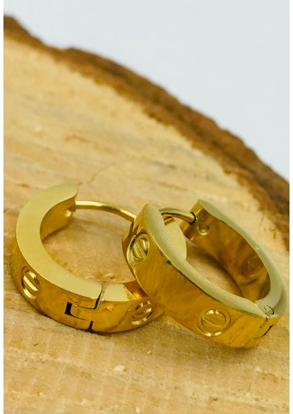 Gold Renk Figürlü Çelik Küpe