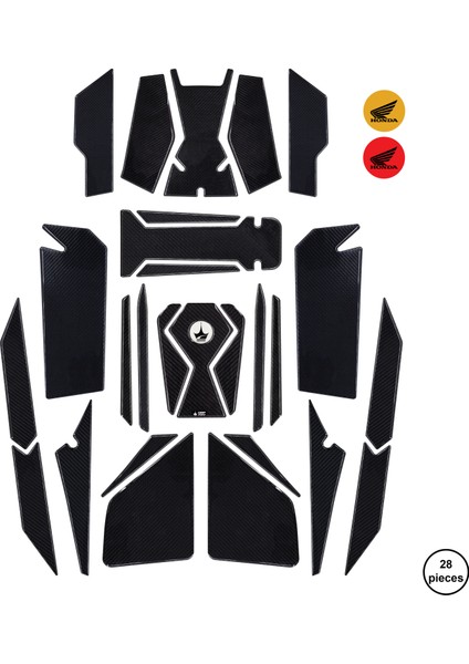 Honda ADV350 2024 ile Uyumlu Kaydırmaz 6D Karbon 28 Parça Tank Pad Seti GC29