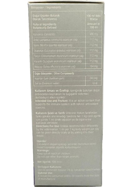 Köpekler için Bağışıklık Sistemi ve Tüy Güçlendirici Esansiyel Yağ 100ML modelleri