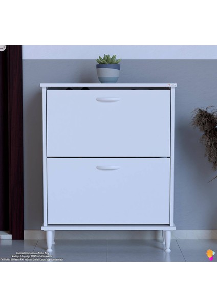 UMAY Kapı Önü 72 x 90 x 25,5 cm’lik 2 Düşer Kapak 4 Göz Bölmeli Ayakkabılık fırsatları