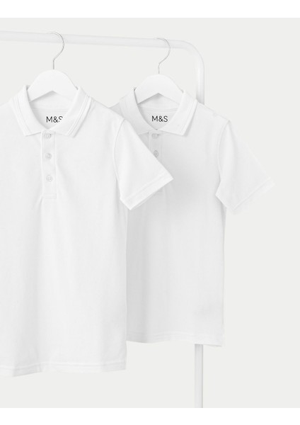 Saf Pamuklu 2'li Polo Yaka T-Shirt (2-16 Yaş)