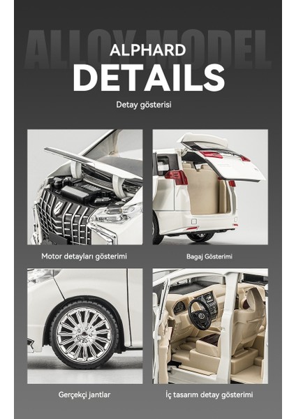 1:24 Toyota Elfa Alaşımlı Araba Modeli Ticari Araç Seti (Yurt Dışından) fiyatları