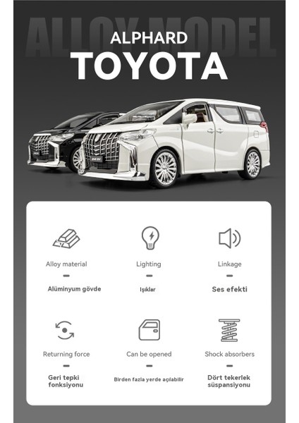 1:24 Toyota Elfa Alaşımlı Araba Modeli Ticari Araç Seti (Yurt Dışından) indirimleri
