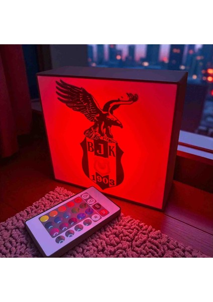 Dekoratif Işıklı Kutu- Beşiktaş Figürlü | Rgb LED Kumandalı | Duvara Asılabilir Özel Tasarım indirimleri