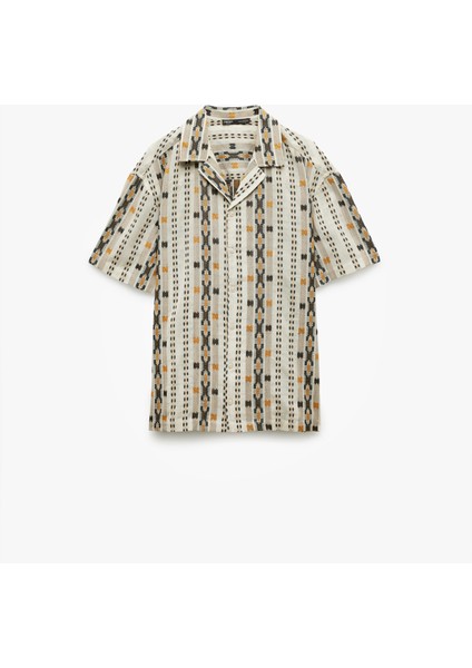 Kısa Kollu Gömlek Yaka Pamuklu Desenli Gömlek modelleri