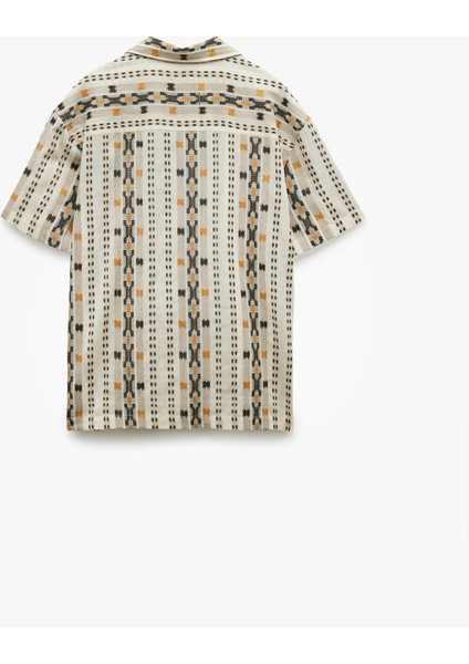 Kısa Kollu Gömlek Yaka Pamuklu Desenli Gömlek fırsatları