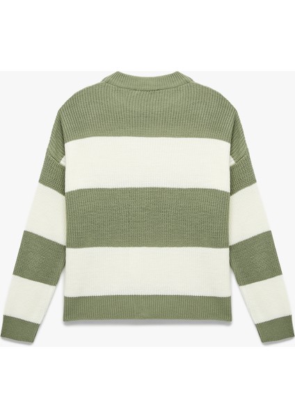 Uzun Kollu Bisiklet Yaka Renk Bloklu Triko Kazak fiyatları