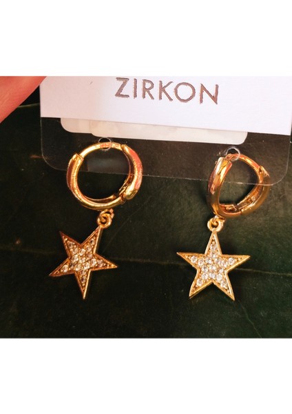 Gold Renk Lüks Gösterişli Yıldız Figürlü Küpe