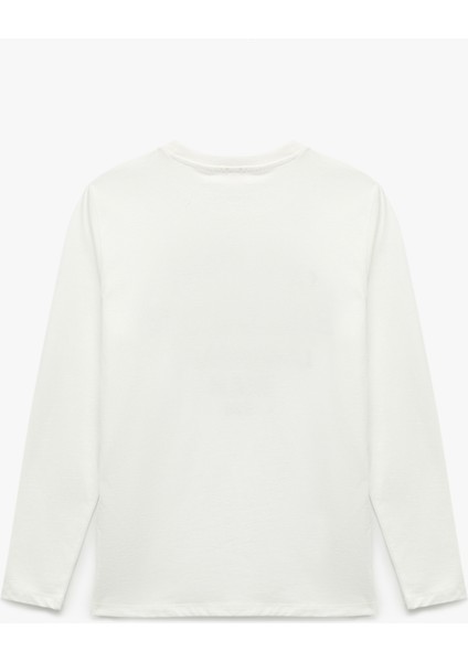 Pamuklu Bisiklet Yaka Uzun Kollu Baskılı Tişört fiyatları