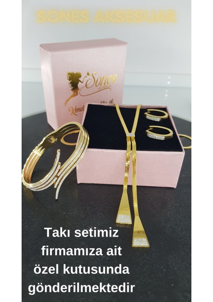 Kraliçe gold Çelik Takı Seti | Sns500463 günülk kullanıma uygun hediye fiyatları