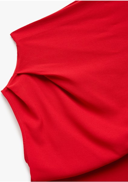 Krep Kumaş Asimetrik Kesim Drapeli Yırtmaçlı Midi Boy Tek Omuz Elbise modelleri